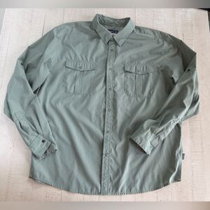 Patagonia Sage Tiny Stripe Green Shirt/Lightweight Jacket size XL